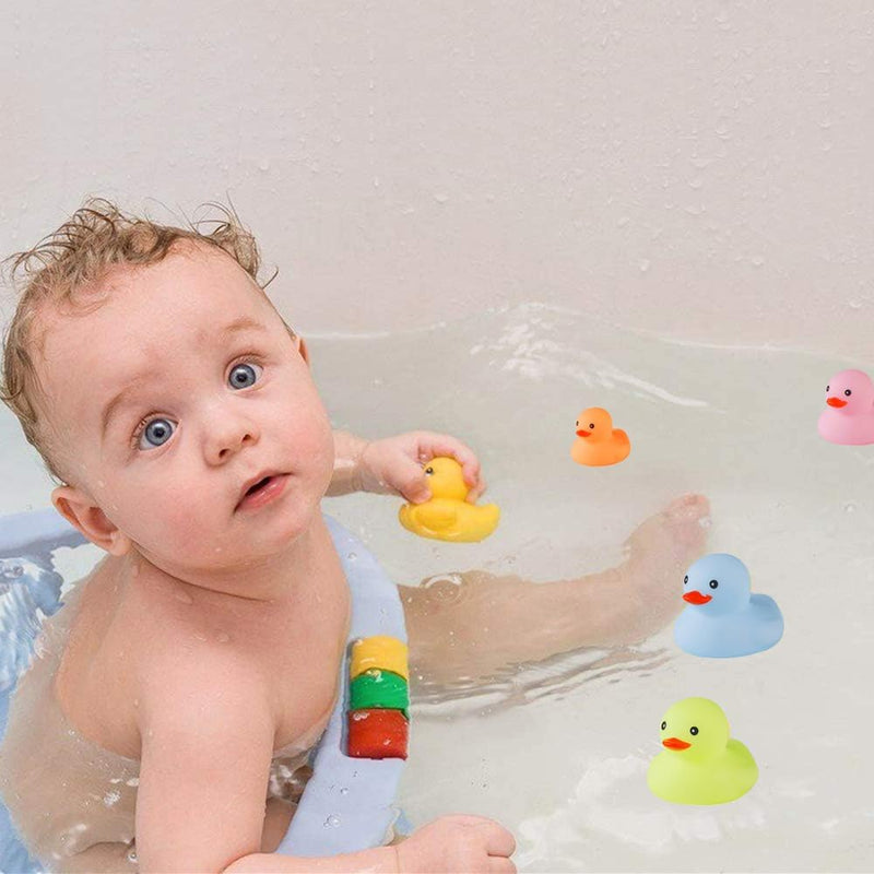WAMSOLE Bath Duck Toys 30 PCS Mini Rubber Ducks Squeak and Float Duckies Baby Shower Toy Party Decoration for Toddlers Boys Girls (1.8''-30pcs)