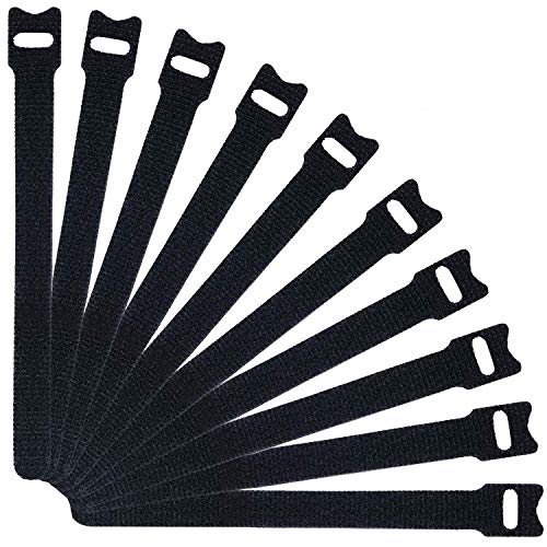 SHOWAY Reusable Cable Ties, 50 pcs Reusable Cable Organizer, Fastening Cord Wraps, Adjustable Cable Strap Hook and Loop Cord Ties, Under Desk Charging or Data Cables Management