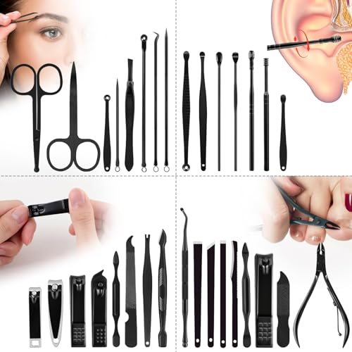 Professional Stainless Steel Nail Clipper Travel & Grooming Kit, 32pcs Pedicure Care Tools, Nail Tools Manicure & Pedicure Set, Stainless Steel Grooming Tools, for Travel