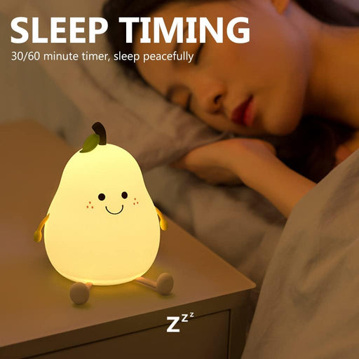 HASTHIP Night Light for Kids, Cute Smile Pear Night Light, Soft Silicone Lamp USB Rechargeable Nursery Night Light for Boys and Girls, Squishy Night Light for Bedroom and Kids Room(Pear)