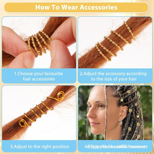 JINXXTTA 275Pcs Ramadan Hair Accessories for Womens, Gold Hair Charms, Metal Hair Clips & Rings, Braid Clips for Women, Girls, Boys & Men??old