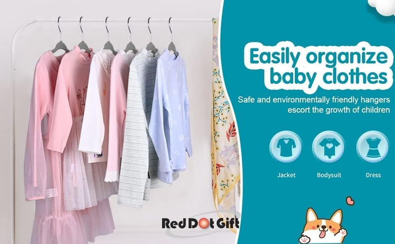 Red Dot Gift® 15-Pack Black Velvet Kids Hangers - 35cm Premium Childrens Hangers for Closet, Ultra Thin Cute Hangers Kids Clothes Hanger,Small Hangers for Kids Clothes