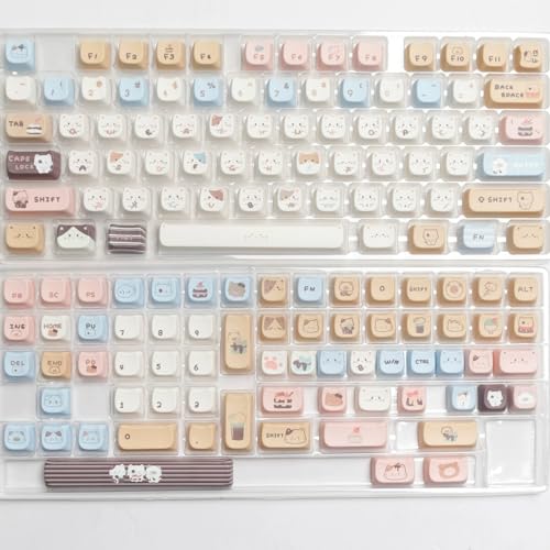 GraGra PBT Keycaps, Profile Cute Keycap Set, Cute Cat Dye-Sublimation Keycap, More Beautiful for Home Office Computers Mechanical Keyboards, Keyboard Accessories, for Women Girls