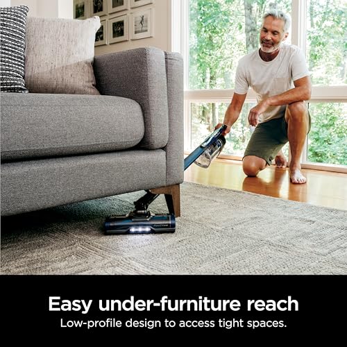 Shark Cordless Vacuum Cleaner with HEPA Filter, Lightweight, Portable, Rechargeable, Powerful Pet Hair Pickup, Removable Handheld, Crevice Tool, Dusting Brush, 50-min Runtime, Blue, IZ363HT