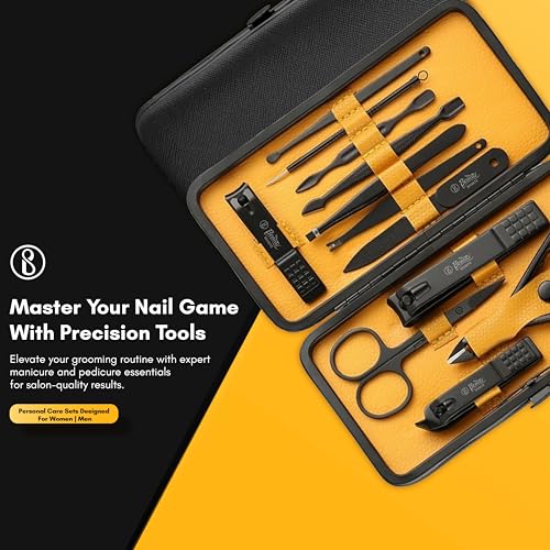 Beauté Secrets Foolzy Stainless Steel Nail Scissors Manicure Grooming Kit Set with Nail Clippers, Peeling Knife, Nail Cleaning Knife, Acne Needle, Blackhead Tool