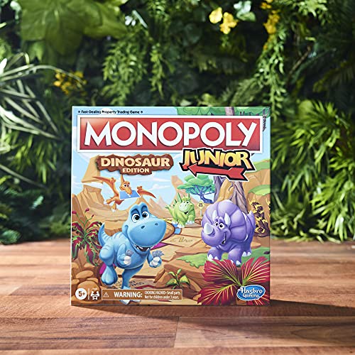 Monopoly Junior Dinosaur Edition Board Game for 2-4 Players, Kids Fun Toys, Multicolor