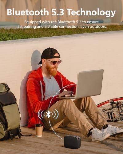 PHILIPS S1509 Portable Bluetooth Speaker,Wireless Speakers with Extra Bass,Quality Sound,12 H Battery,TWS Pairing,Support Stereo Sound,Bluetooth 5.3,IPX7 Waterproof,for Indoor & Outdoor,Small,Black