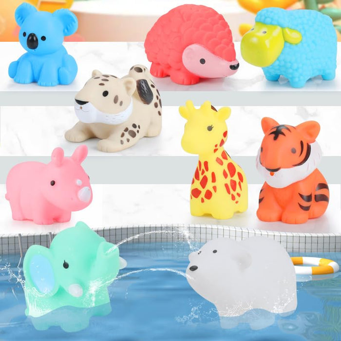 AM ANNA Bath Toys, 8 PCS Cute Animal Baby and Toddler Bath Toy for Toddlers 1-3 2-4, Floating Toys for 1 Year Old Boy Girl, New Born Baby Bathtub Water Toys, Preschool Toddler Pool Toys