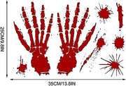 Halloween Bloody Handprint Footprint Stickers Decorations, 8 Sheets/64 Pcs Halloween Wall Window Floor Clings Decals, Scary Stickers For Haunted House Party