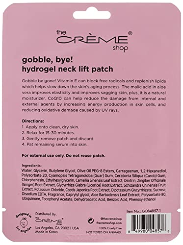 The CrÃ¨me Shop Hydrogel Vitamin E, Aloe Vera & Coenzyme Q10 Neck Lift Patch. Best For Sensitive Skin. Made In Korea