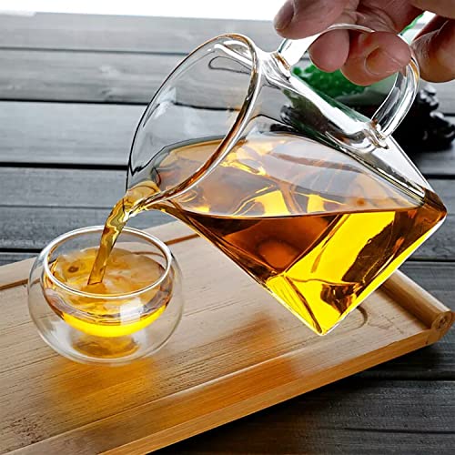 TAPIT 950ml Glass Teapot with Infuser, Borosilicate Glass Tea Kettle for Loose Leaf Tea, Transparent Teapot with Stainless Steel Removable Infuser,Microwavable and Stovetop Safe (950ml-Square)