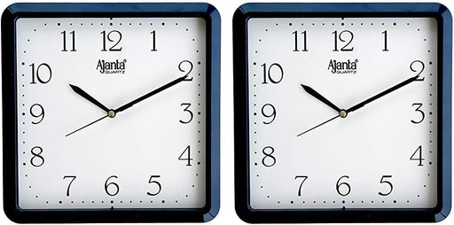 Ajanta Plastic Step Movement Wall Clock (Blue, 9 Inch) - Analog - Blue Standard (Pack of 2)