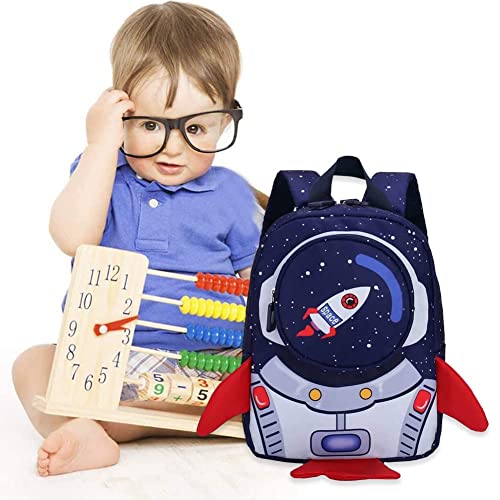 NALACAL Toddler Backpack with Baby Reins, Kids Backpack for School, Waterproof Children's Backpack, Cartoon Safety Anti-Lost Strap, Rocket Shape, Toddler Reins for Walking 1-2 years, for Girls Boys