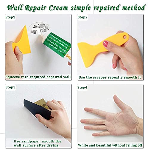 Wall Mending Agent Drywall Repair Kit, Spackle Wall Repair Patch Kit with Scraper, Safemend Wall Mending Agent Large Hole Drywall Patch, Easy to Fill Holes in Home Wall and Quick Repair Crack (1 Set)