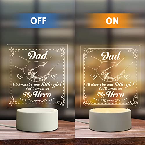 BPA Dad Gifts from Daughter - Birthday, Thanksgiving, Christmas, Father's Day - Personalized Acrylic Sleep Night Light with Base