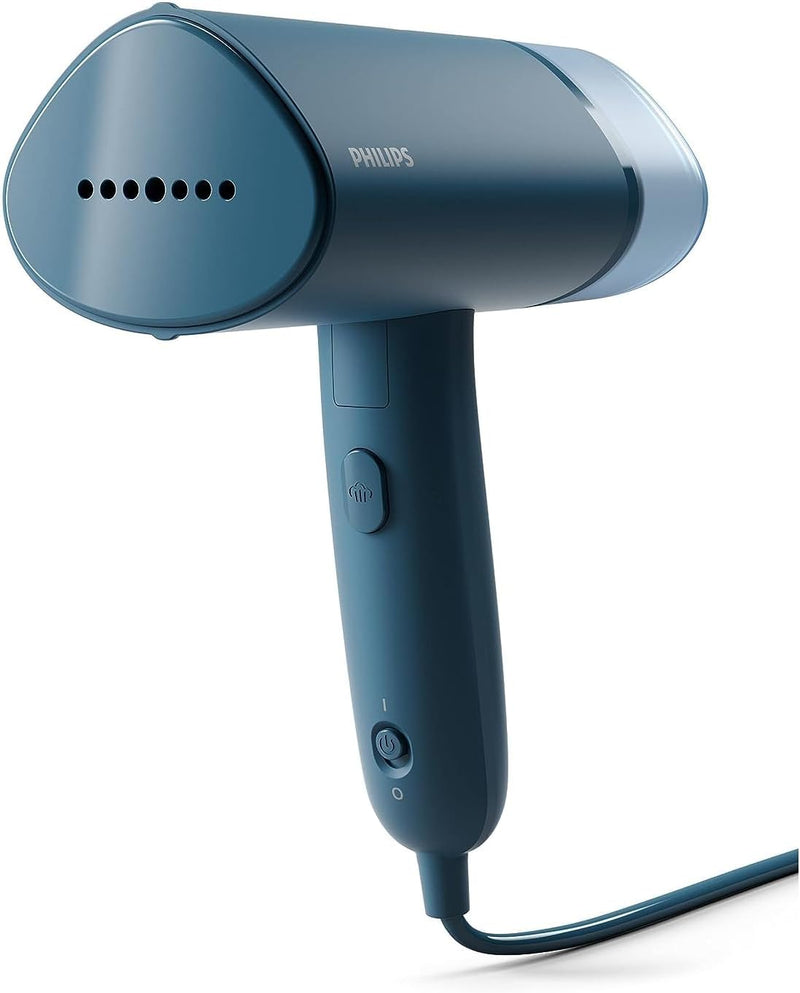 Philips Compact Handheld Steamer 3000 Series - 1000W - 20g/min Continuous Steam - 2M Cord Length - 100ML - Compact & Foldable - Blue - STH3000/26 - Blue