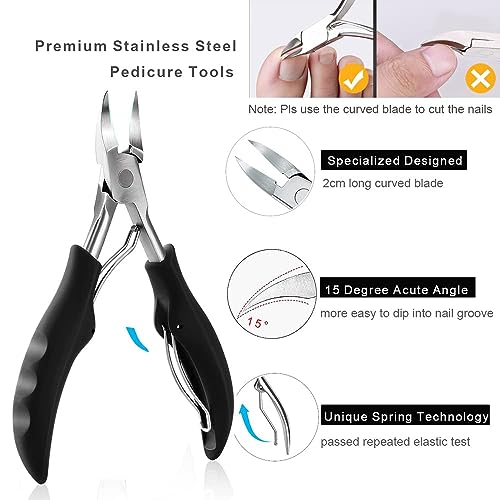 MAKINGTEC 10Pcs/Set Ingrown Toenail Tools Kit, Nail Treatment Foot Tool,Ingrown Toenail Removal Correction Clippers, Surgery Grade Nail File Lifter, Professional Pedicure Tool whit Storage Package