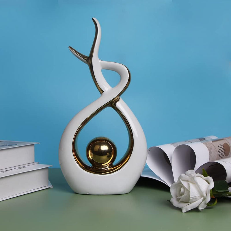 Norrclp Home Decor Modern Abstract Art Ceramic Statue Table Decorations for Dining Room Living Room Office Centerpiece, Green and Gold