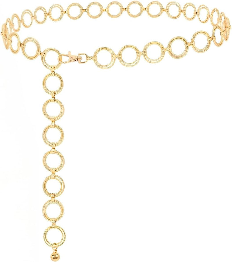 Kids Metal Waist Chain Belt - Adjustable Shiny Waist Chain for Girls, Fashion Accessory for Dresses, Skirts, Jumpsuits - Stylish, Durable 31.5 Inch Kids Waistband Necklace