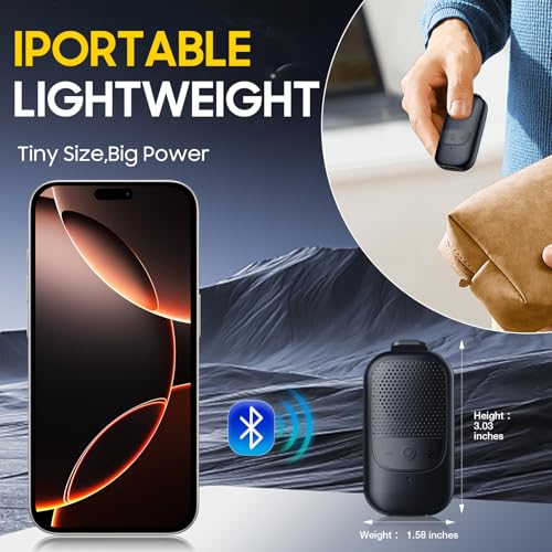 Temdan Wearable Bluetooth Speaker, Clip-On Portable Speaker with Built-in Mics for Hands-Free Music and Calls, Up to 10 Hours Battery Life,Mini Outdoor Waterproof Speaker for Working,Running-Black