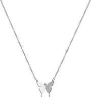 Dainty Butterfly Necklace for Women 14K Gold Plated Butterfly Pendant Necklace Minimalist Charm Jewelry - Silver