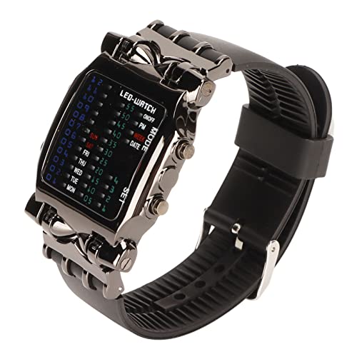 Jaerb LED Electronic Watch, Binary Watch Stylish Beautiful Colorful LED Digital Display for Big Boys