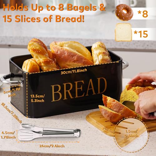 Bread Box with Wooden Lid � Stylish & Durable Bread Storage Container for Fresh Bread, Pastries, and Baked Goods � Keeps Breads Fresher for Longer by LuxeDesigns