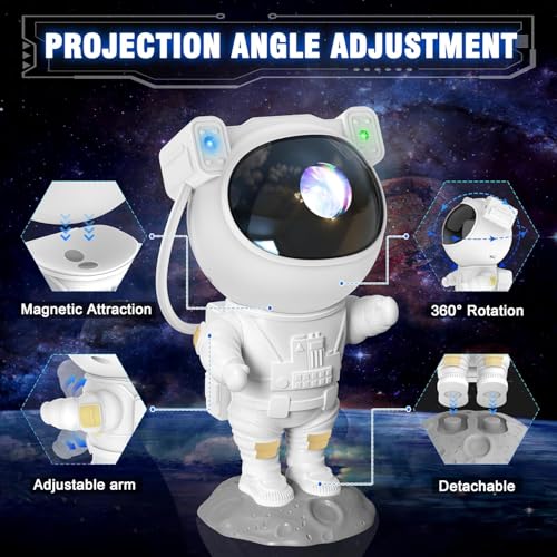Joyradia Astronaut Projector Lamp Projection LED Night Light Cartoon Spaceman Table Lamp Starry Nursery Colorful Change Children Baby Bedroom Home Decor Creative Gift