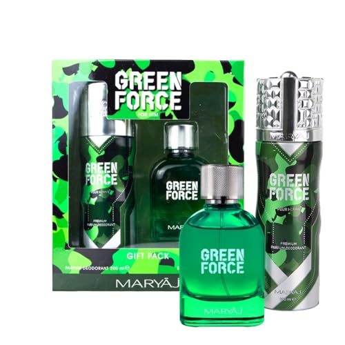 Maryaj Green Force Perfume Gift Set for Men (Eau de Parfum Spray 100ml + Body Spray 200ml)