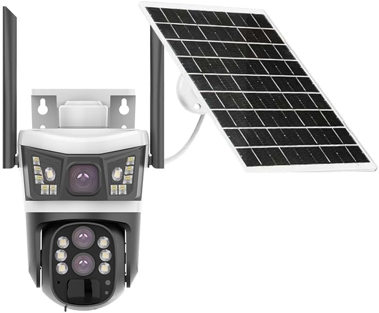 V380 Pro 4G 10X Optical Zoom 3 Lens 3 Screen 4MP Solar Powered Battery Camera CCTV Security V380 CCTV Camera Solar 4G 355° Pan 90° Tilt, IP66 Waterproof,Color Night Vision 4K