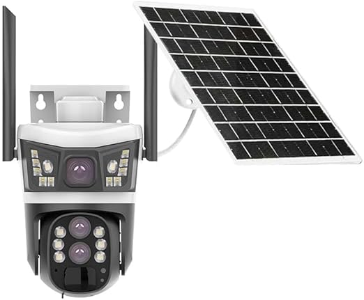 V380 Pro 4G 10X Optical Zoom 3 Lens 3 Screen 4MP Solar Powered Battery Camera CCTV Security V380 CCTV Camera Solar 4G 355° Pan 90° Tilt, IP66 Waterproof,Color Night Vision 4K