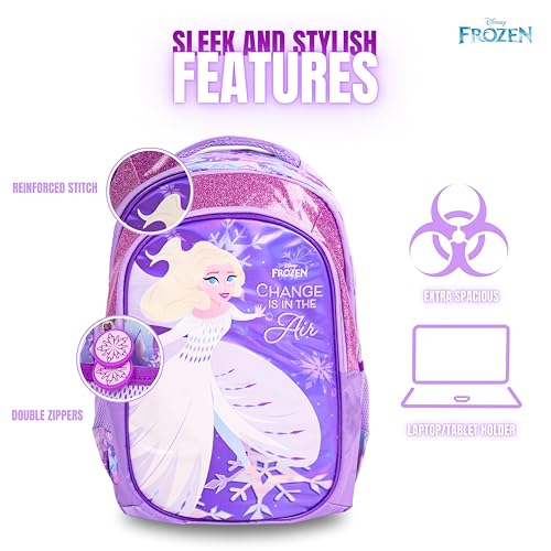 TRUCARE Disney Frozen 18 Inch Kids School Bag - Ergonomic Backpack Lightweight, Durable, Students 6+ - Perfect for Travel & School,For Girls