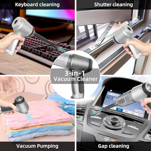 TDOO 3 in 1 Wireless Handheld Rechargeable Portable Car Vacuum,19000PA High Power Cordless Rechargeable Car Vacuum, 2 Washable Filters and Strong Suction Brushless Motor,for Car,office Home Cleaning