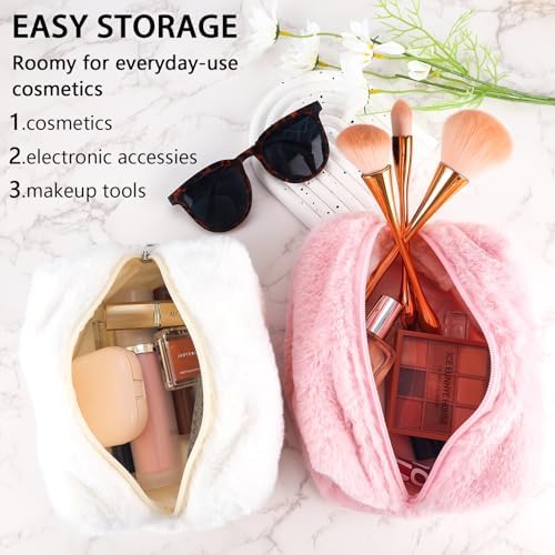 ZLFSRQ 3Pcs Checkered Makeup Bag for Women Large Cosmetic Bag Set Travel Toiletry Bag Makeup Pouch Bag for Purse Pink Zipper Storage Bag Organizer Cute Small Aesthetic Girls Car Essentials Bag