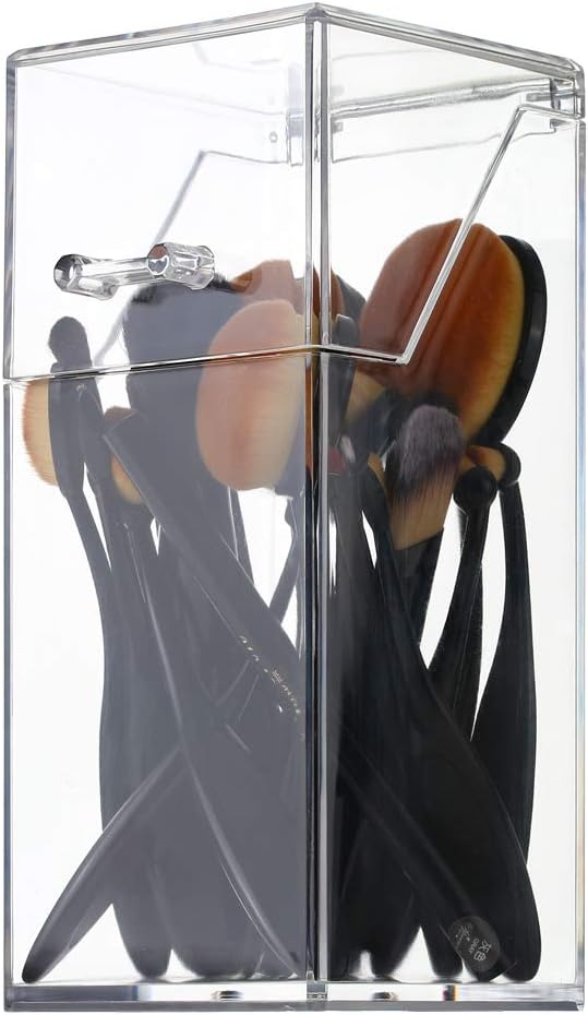 Clear Acrylic Dustproof Makeup Brush Organizer Cosmetic Brushes Eyebrow Pencil Storage Holder with Lid