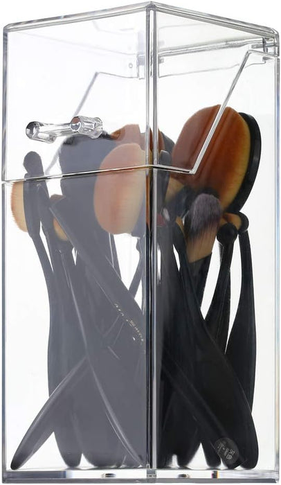 Clear Acrylic Dustproof Makeup Brush Organizer Cosmetic Brushes Eyebrow Pencil Storage Holder with Lid