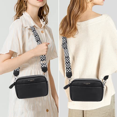 Efilra Small Crossbody Bag for Women, Genuine Leather Camera Bag Purse Crossbody, Women's Crossbody Handbag with Guitar Strap