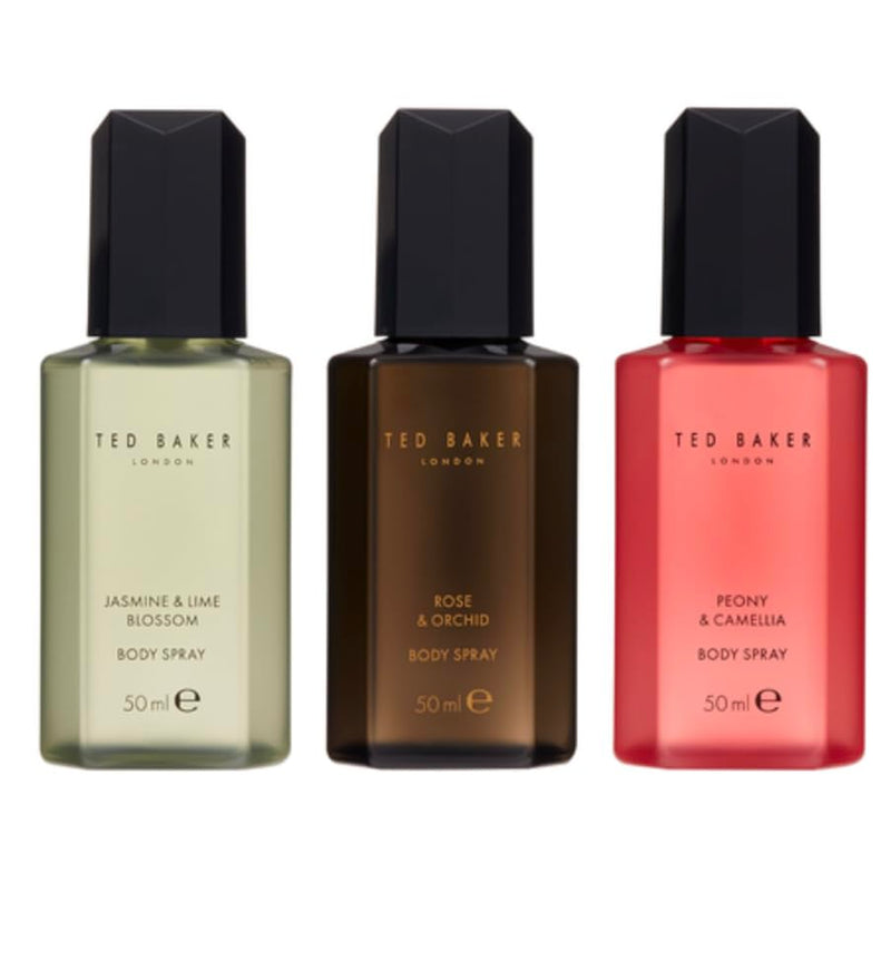 Ted Baker Body Spray Collection, 3-Piece Gift Set, Peony Jasmine and Rose Fragrances