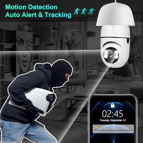 Smart 360° Light Bulb Security Camera - 1080P HD WiFi cctv camera for home - Indoor and Outdoor Use - Motion Detection - Night Vision - Two-Way Audio - Wireless Surveillance Camera