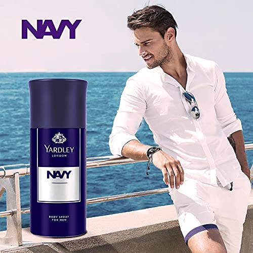 Yardley London Navy Body Spray For Men, Fresh Marine Fragrance, 150 Ml