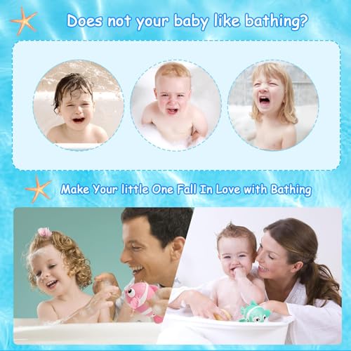 TERRIFI Baby Bath Toys, Wind-Up Paddling Pool Toys for 1-3 Year Olds, Floating Swimming Clownfish, Clockwork Water Toys Game for Kids, Toddler Girls and Boys, Bath Time Shower Gifts