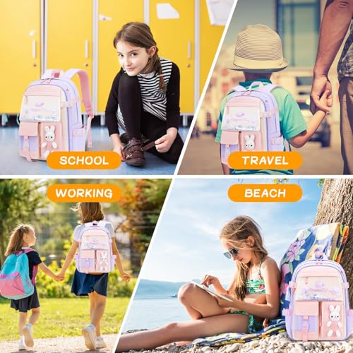 SYOSI Cute Cartoon School Bag for Girls, Large Capacity & Ultralight Waterproof Backpack, Perfect Lightweight Daypack for Kids, Ideal School Gifts!