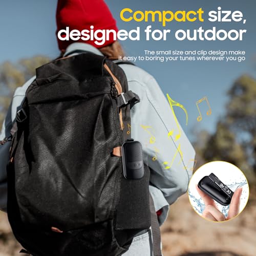 Temdan Wearable Bluetooth Speaker, Clip-On Portable Speaker with Built-in Mics for Hands-Free Music and Calls, Up to 10 Hours Battery Life,Mini Outdoor Waterproof Speaker for Working,Running-Black