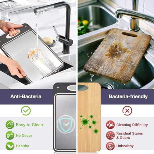 ?Stainless Steel Cutting Board -24.5X35.5-304 Stainless Steel - Antibacterial - Leak-proof - Premium Packaging - Eco-friendly, Food-grade Materials - Easy to Clean - Double-Sided - Wheat Straw