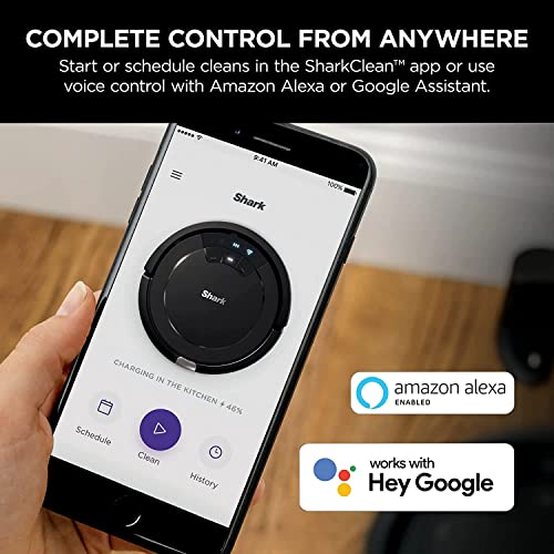 Shark ION Robot Vacuum, Wi-Fi Connected, Works with Google Assistant, Multi-Surface Cleaning, Carpets, Hard Floors, Black (RV754)