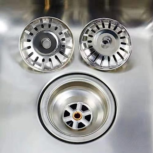 ECVV® 2PCS Sink Strainer Stopper for Kitchen, Universal Silicone Sink Drain Strainer, Food Catcher Strainer Plug for Sink Drain Silver