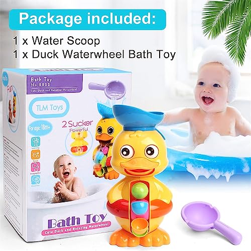 Joyzzz Bath Toys for Kids, Duck Bathtub Toys with Water Scoop, Strong Suckers Bathtub Toys for Kids with Eyes and Rotatable Waterwheel, Toddler Bath Toys for Boys Girls 1-4 Years, Shower Gift
