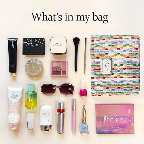 STARDW Flower Cosmetic Bags Makeup Bags for Women and Girls,Travel Makeup Bag Large Capacity Canvas Makeup Bag,Makeup Organizer Bag Zipper Pouch, Embossed pink, Large Capacity Aesthetic Makeup Bags
