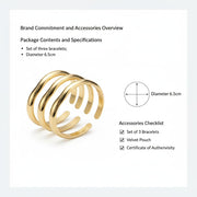 Chunky 18K Gold Plated Bracelets Set for Women High Shine Minimalist Wide Open Cuff & Trendy Stackable Gold Bangles Statement Fashion Jewelry, Layered Wrist Accessories Gift