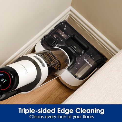 Tineco Floor One Stretch S6 Wet/Dry Vacuum Cleaner, 180° Flat Design Suction Mop 13 cm Lying Height, 70°C 5min FlashDry Self-Cleaning, 3-Sided Edge Cleaning, 40 Minutes Running Time Cleaning Under